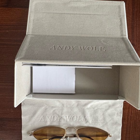 ANDY WOLF Sunglasses with Gold Frame and Brown Lenses - Picture 2 of 15